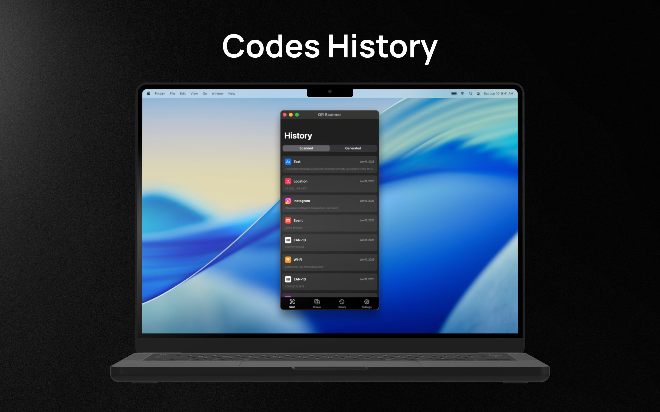 Codes History on Mac